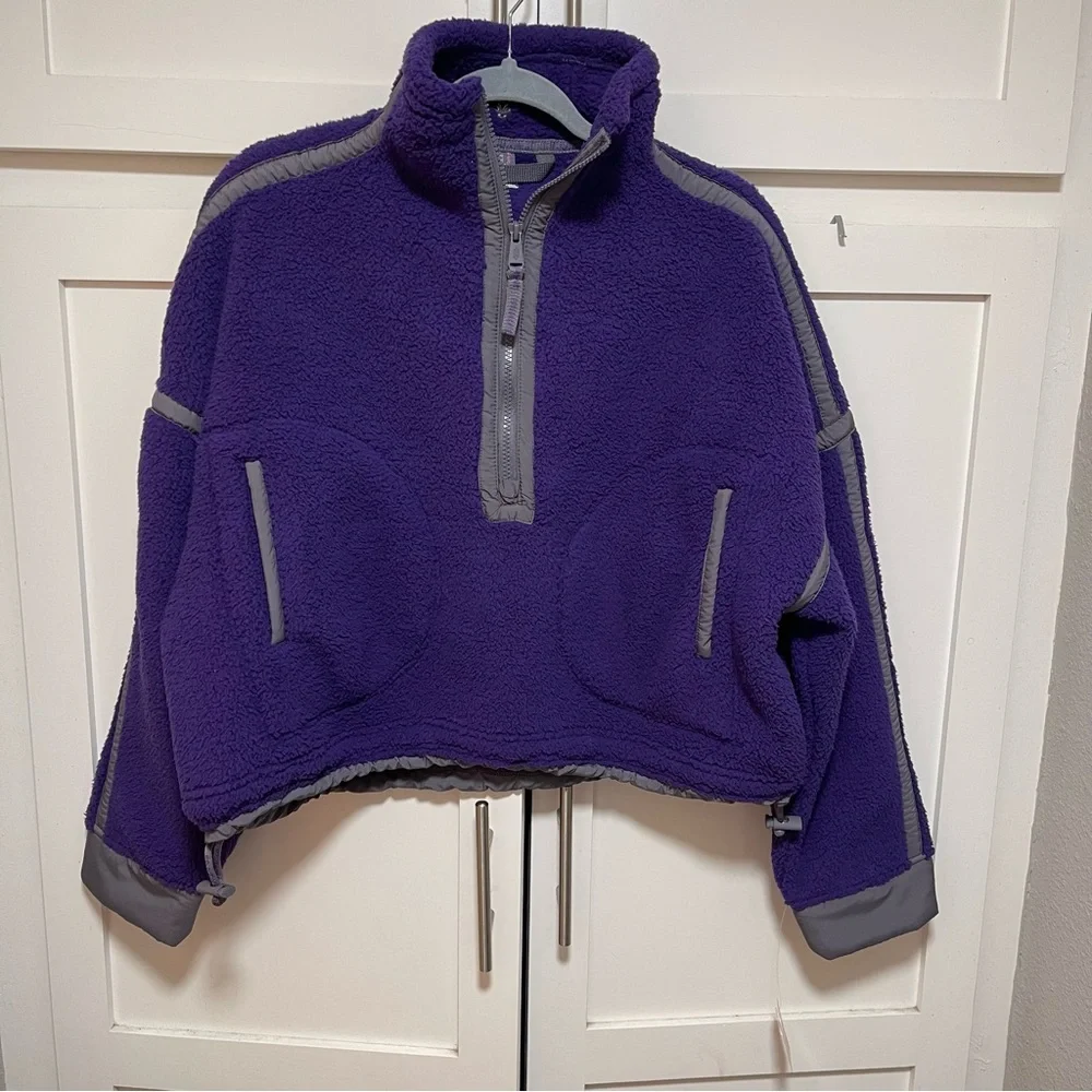 NWT Free People Mountain High Half Zip Fleece in Dark Amethyst Purple Sz XS - Picture 3 of 6